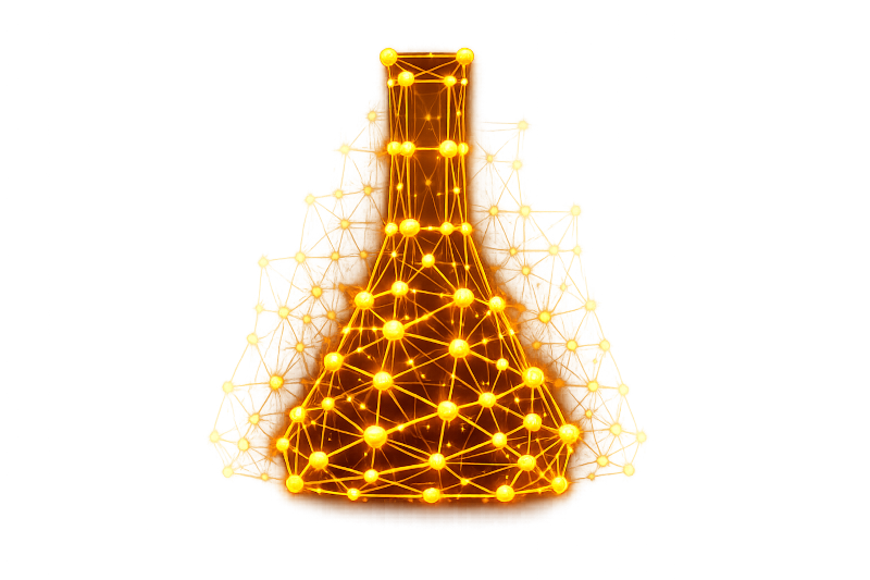 Flask illustration for AI education in life sciences